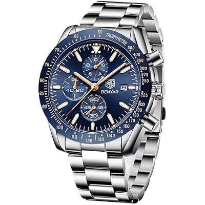 BENYAR Mens Watches Quartz Movement Chronograph Leather Strap Fashion Business Sport Design 30M Waterproof Scratch Resistant Elegant Gifts for Men