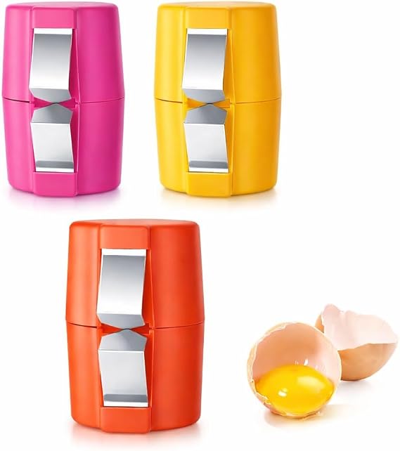3 PCs Egg Shell Opener Egg Separator for Raw Eggs, Upgraded Stainless Steel Egg Cutter Egg Cracker Tool for Raw Eggs,Quickly Cutting Off raw Eggs for Home Kitchen Use