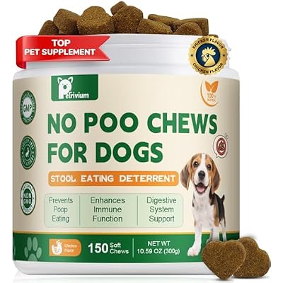 No Poop Eating Deterrent for Dogs, Stop Eating Poop for Dogs, No Poo Chews with Probiotics & Digestive Enzymes 150ct