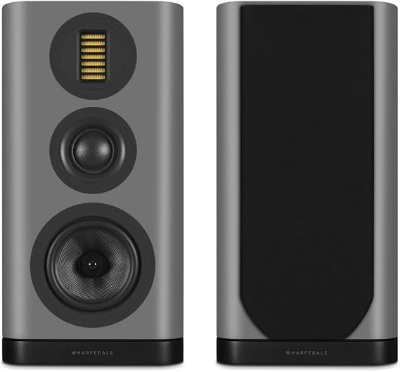 Wharfedale EVO 5.2 Standmount Speakers (Pair) – 6.5″ Kevlar Woofer, Soft Dome Midrange, AMT Tweeter, 3-Way Bass Reflex (Lunar Grey)