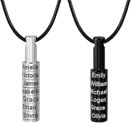Custom Engraved Bar Beads Charm Necklace - Personalized Men's Family Necklace 1-9 Beads Name Charm Pendant for Men Birthday Gifts for Boyfriend Dad Father's Day