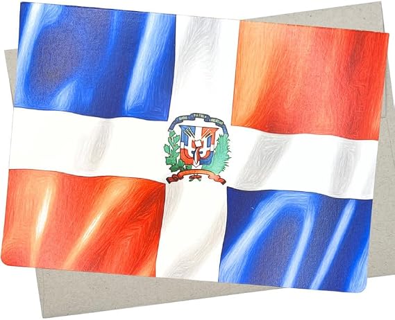 Dominican Republic Flag Card, Dominican Flag Greeting Card (1 Premium Card, 5X7 Inches) for Birthday, Thinking of You, and All Occasions - 615