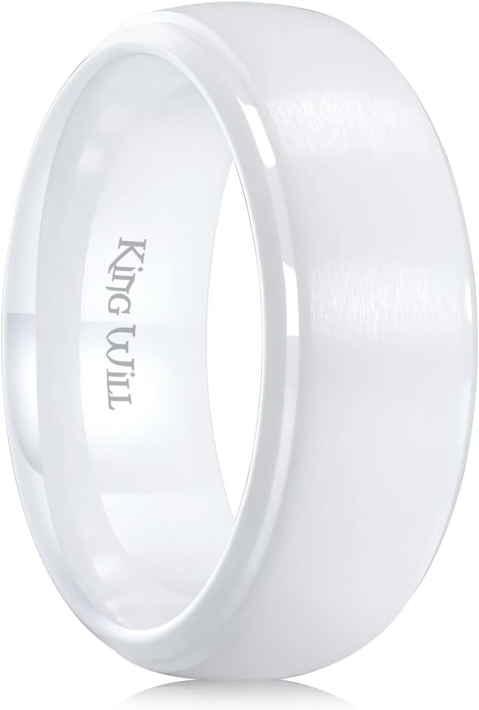 King Will Ceramic Wedding Band for Men Women-6-8mm Width Black & White with Multi Style Design Promise Rings Comfort Fit Size 7-14