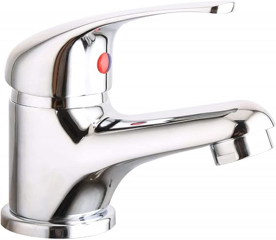 VeeBath Eco/Prima Mono Basin Mixer Tap Bathroom Sink Washroom Basin Single Lever Brass Mixer Tap with Pop Up Waste- Chrome