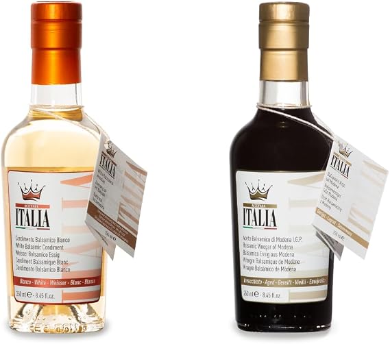 Acetaia Italia - White Balsamic Dressing, 250 ml and Aged Balsamic Vinegar of Modena, 250 ml