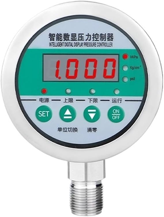 Pressure Meter Digital Pressure Gauge 80mm 24V Stainless Steel Control, On-line and Off-line Oil Compressor Switch(NPT1-2 Bottom,0-0.25MPa)