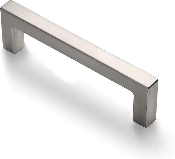 ANGSTROM 1-Pack Square Bar Pulls, Kitchen Cabinet Handle 3.75" (Brushed Nickel)