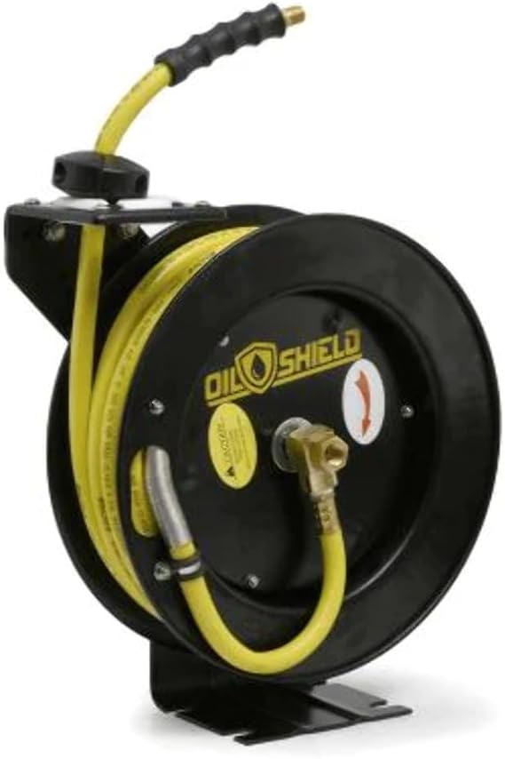 Oil Shield 20ga. Retractable Air Hose Reel - Next-Gen Rubber Hose (3/8" x 35') - OSR3835
