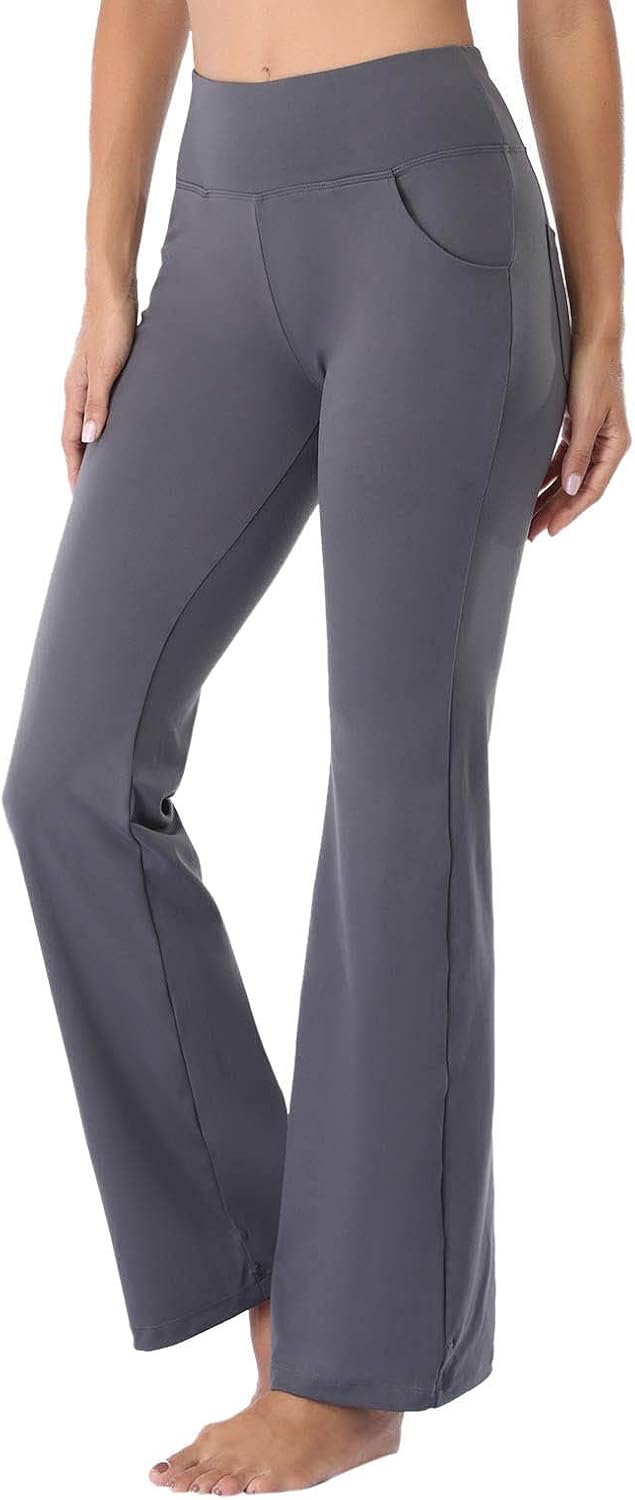 ZHUER Womens Mini Flared Leggings,High Waist Yoga Pants Tummy Control Flare Yoga Pants Casual Workout Gym Bootleg Pants 2024