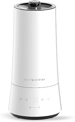 PureGuardian 90-Hour, 1.6 Gallon Top Fill Cool Mist Ultrasonic Humidifier for Large Rooms with Humidistat, 12-Hour Timer, Aroma Tray Bedroom, Living Room, Office, White, H997W