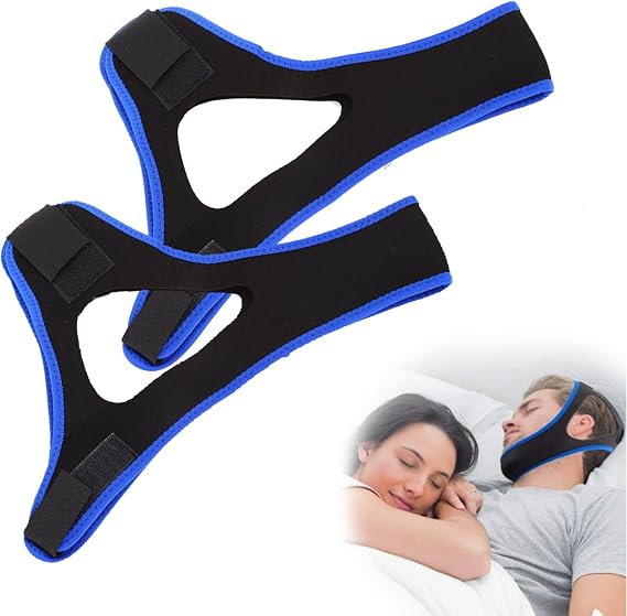 Airflow Jaw Strap, Adjustable & Breathable Anti Snoring Chin Strap, Effective Stop Snoring Solution Keep Mouth Closed, Veralabs Air Flow Jaw Strap for Women Men Sleeping (Blue 2pcs)
