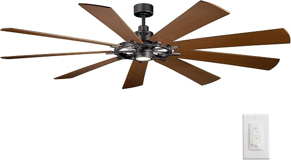 Kichler Gentry 85" Ceiling Fan with LED Light, Anvil Iron