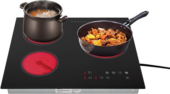 3 Burner Induction Cooktop with Timer, Portable Induction Cooker Electric Stove Top Multiple Power Levels Adjustable Temperature for Cooking, Black
