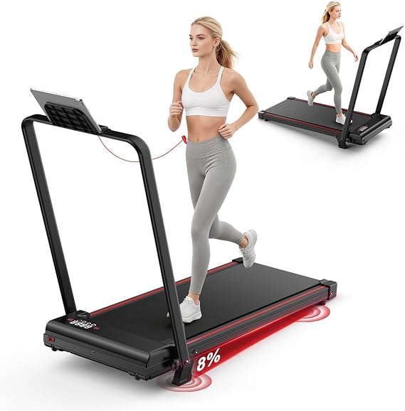 HomeFitnessCode Walking Pad Foldable, 8% Incline Under Desk Treadmill