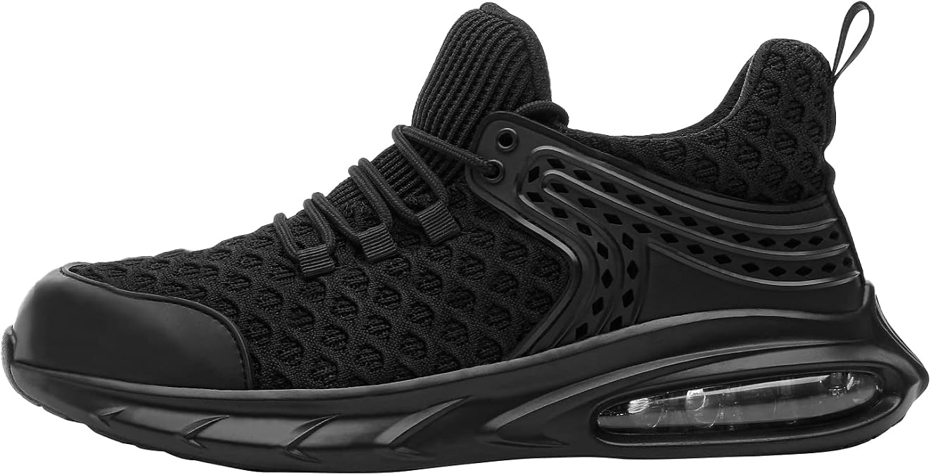 DRKA Steel Toe Shoes for Men,Lightweight Breathable Air Cushion Sneaker,Mens Indestructible Shoes,Slip Resistant Comfortable Safety Work Shoes Industrial Construction Footwear