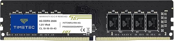 Timetec 8GB DDR4 2666MHz (PC4-2666V) PC4-21300 UDIMM Desktop RAM 288-Pin 1.2V CL19 Non-ECC Unbuffered DIMM Memory Module Upgrade