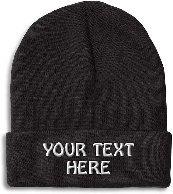 Winter Hat Beanie for Men & Women Custom Personalized Text Acrylic Skull Cap Hat