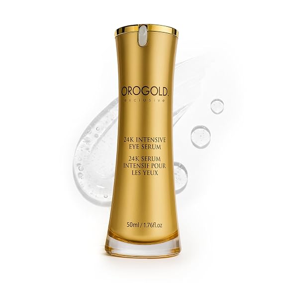 OROGOLD 24K Intensive Eye Serum - with Vitamin C & Peptides - 1.76 Fl Oz | Orogold Exclusive - Addresses Dark Circles, Puffiness & Fine Lines - Lightweight - Contains Hyaluronic Acid & Aloe