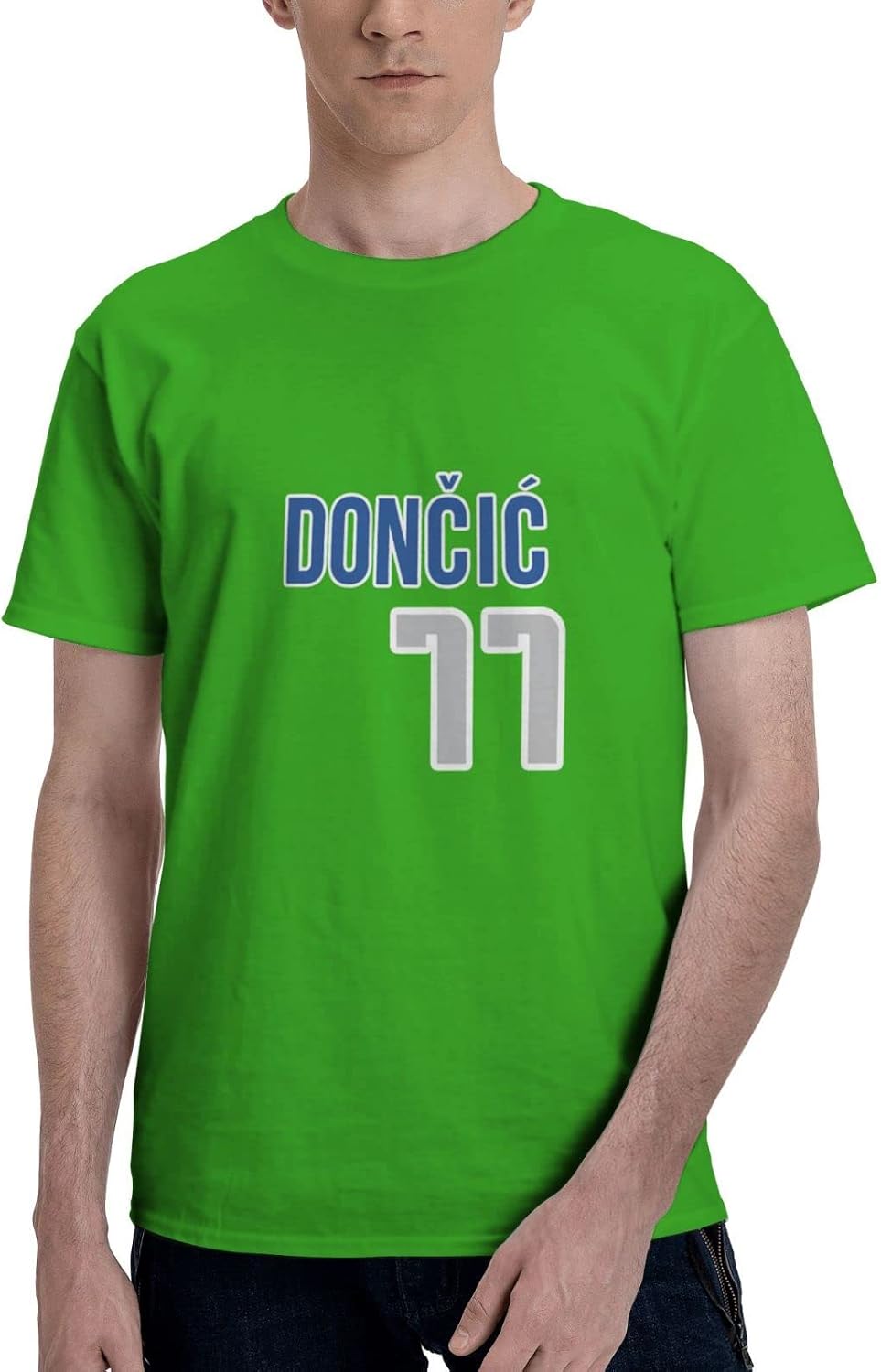 Dallas-Luka-Doncic-#77-Basketball Logo Man T-Shirt 3D Tee Shirt Leisure Fashion Cotton Tees Green