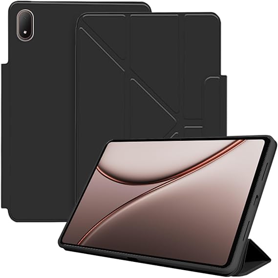 OnePlus Pad 4 13インチ用ケース マルチアングルビューイングスタンド保護カバー 強力な磁気アタッチメント付き オートスリープ/ウェイク&ペンシル磁気充電対応 ブラック