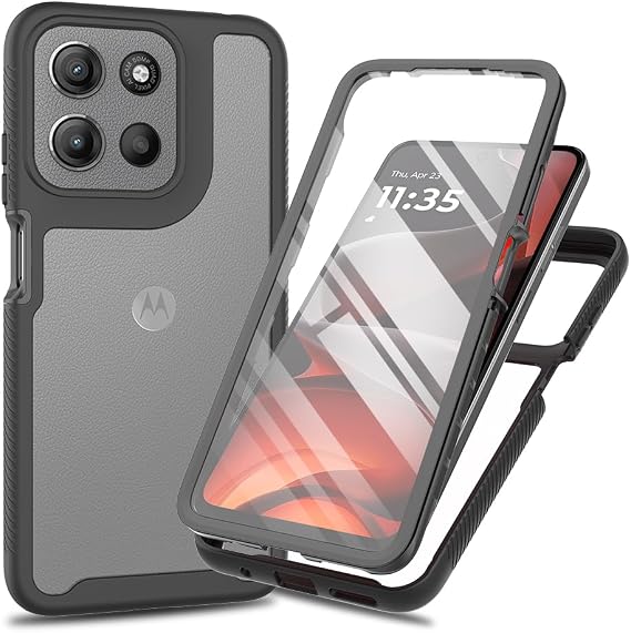 Sawiqpd for Moto G17/G15/E15/G05 Case and Screen Protector, Black