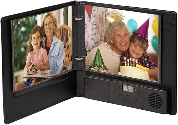 Talking Products Photo Album, MP3 & Voice Recordable. 2 Hours Recording Time. Faux Leather Cover. 7x5 30 Pages. For Family Anniversary Baby Holiday Memory Books or Adoption (Deluxe Edition)