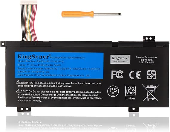 46.74WH GK5CN-00-13-3S1P-0 Laptop Battery for Getac TONGFANG GK5CN5Z GK5CN6Z GK5CN4Z GK6Z5CN GK7CN6S Notebook MECHREVO X8Ti Z2 MACHENIKE T90 Plus T90-T3p F117-B6 11.4V 4100mAh