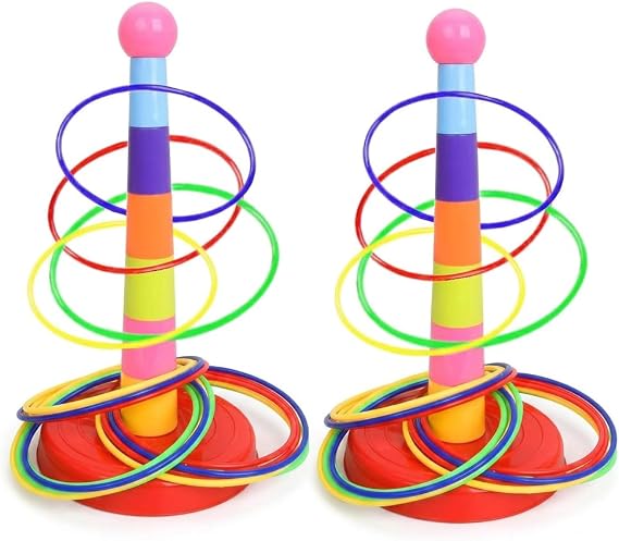 38 Pcs Ring Toss Activity Set, Colourful Throwing Target Kit, Indoor & Outdoor Leisure Group Game for Adults