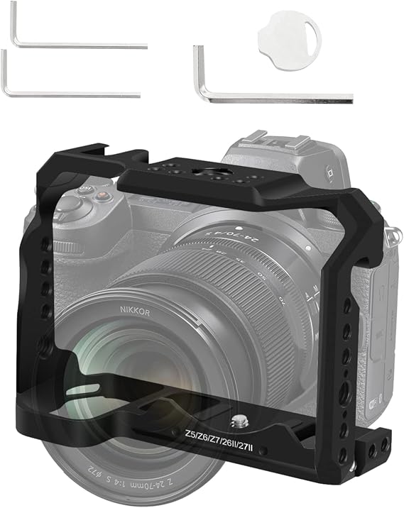 Z5/Z6/Z6 ii/Z7/Z7 ii/Z6 iii Camera Cage Stabilizer,Z5/Z6/Z6 ii/Z7/Z6 iii/Z7 ii Cage Stabilizer for Nikon Z6 iii/Z7 ii Camera Case with Cold Shoe Interface,Compatible with ARCA Interface.