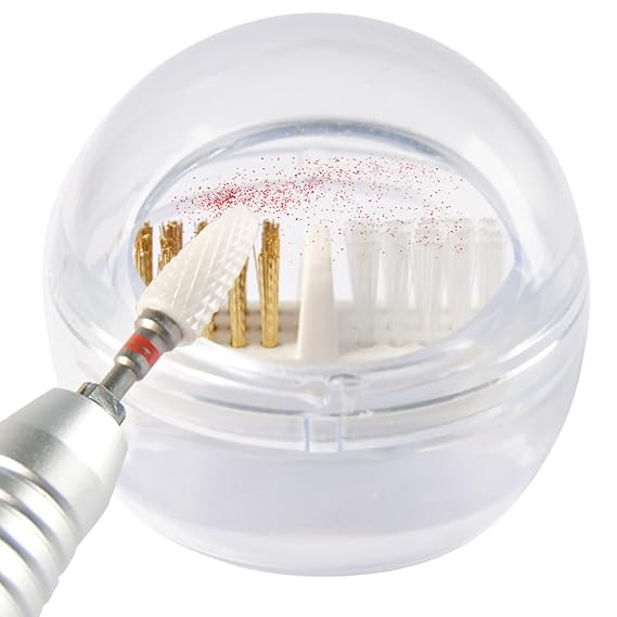 LXIANGN Nail Drill Bits Cleaning Brush Case Cleaner Tool with Clear Cover