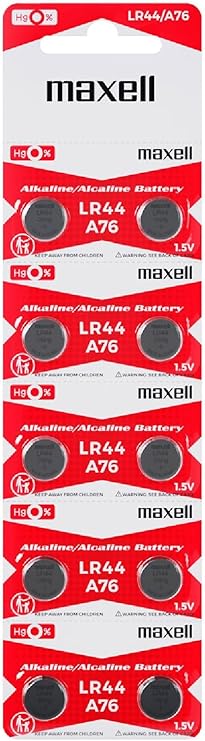 Maxell LR44 (A76) Batteries, 10 Count (775011)