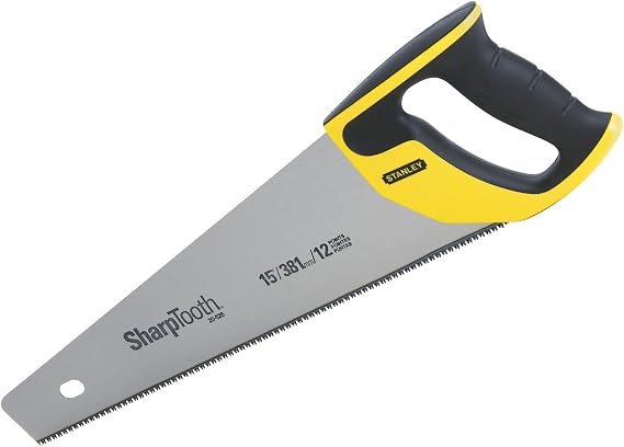 2 Pack Stanley 20-526 15" x 12 PPI SharpTooth Fine Finish Handsaw with Rubber Grip