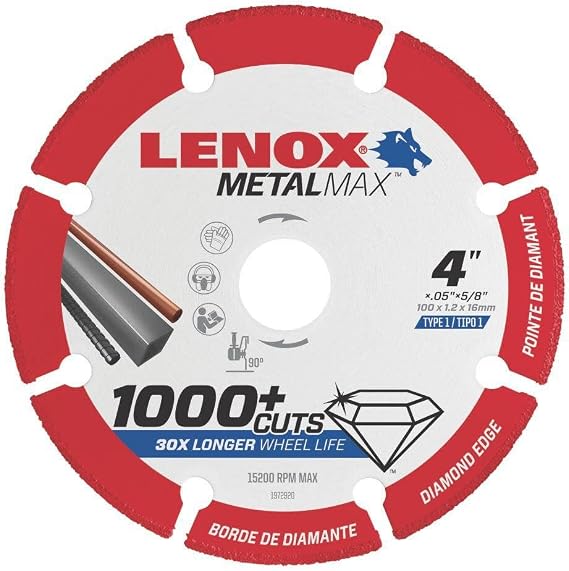 Lenox Metalmax 4 Inch Segmented Rim Diamond Cutting Wheel for Metal