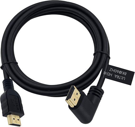 Poyiccot 8K HDMI 2.1 Cable 6ft/1.8m, 48gbps High Speed 90 Degree Right Angle HDMI Male to Male Cable Support 8K 60Hz Video and 3D HDR for TV/Xbox /PS4 /PS5(M/M Right)