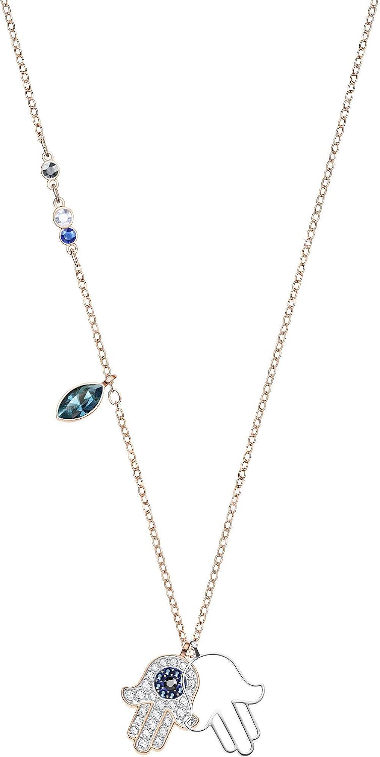 SWAROVSKI Symbolic Hamsa Hand Pendant Womens Rose Gold Tone Necklace 5396882