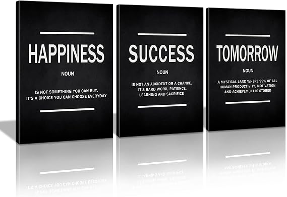 KAWAHONE Success Quotes Wall Art, Motivational Entrepreneur Tomorrow Poster Inspirational Happiness Wall Hanging Picture Decor for Home Office Workplace Gift for Business Leadership Men Women Ready to