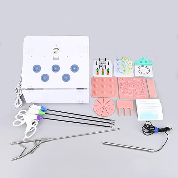 Laparoscopic Simulated Training Box Kit, Laparoscopic Simulator Kit Includes Instruments And Accessories, 10 Training Modules Teaching Aids for Demonstration and Education