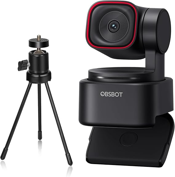 OBSBOT Tiny 3 Lite with Tripod, 4K PTZ Camera with Space Audio