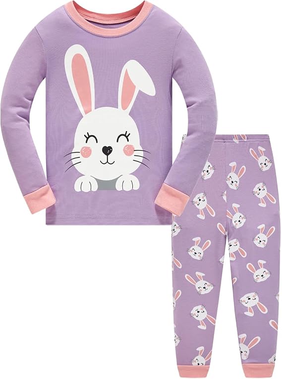 Popshion Toddler Girl Pajamas Sets Long Sleeve Cotton Pajamas Baby Girls Clothes PJs Two Piece Kids Jammies 2 to 10 Years