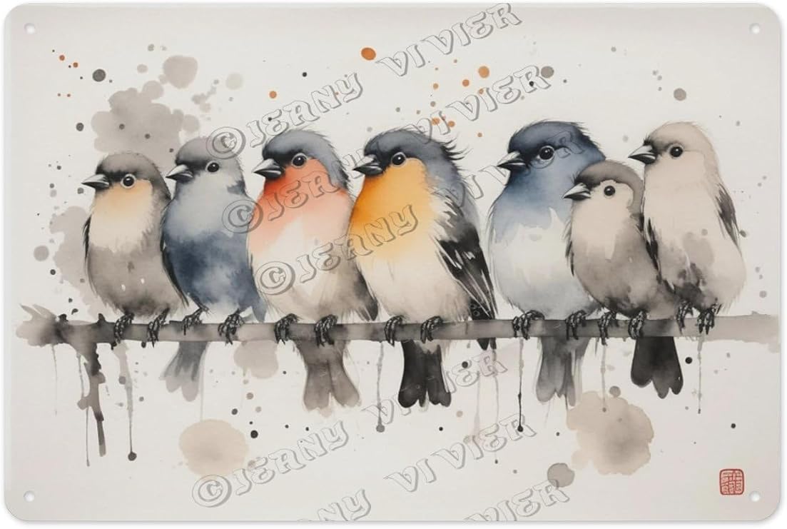 Creative Birds Aluminum Metal Sign, 8 x 12 Inches, Adds a Fun Touch to Your Bedroom, Kitchen, or Nursery, Perfect Metal Sign for Bird and Nature Lovers