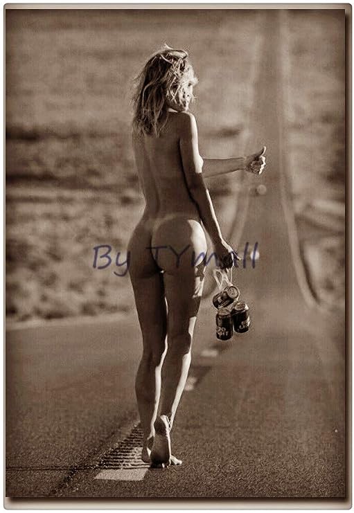 TYmall Pin-Up Girls Signs 12X16 Inch Hot Girl on Highway Vintage Look Metal Tin Sign