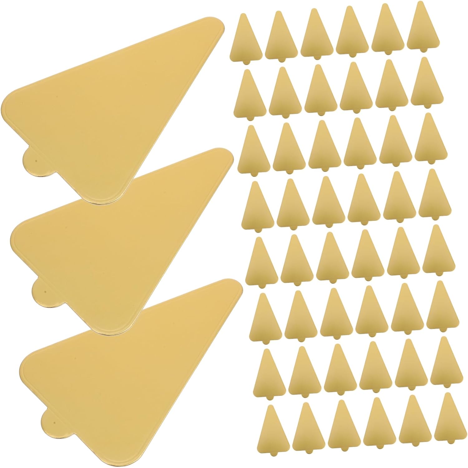 HEALLILY 50Pcs Triangle Golden Cardboard Cake Boards Mousse Dessert Display Trays for Cake Decorating Party Catering and Pastry Presentations