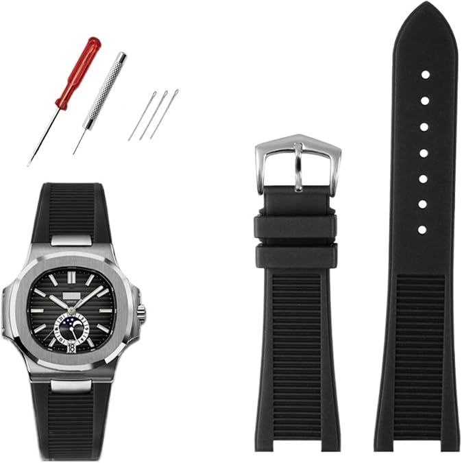Quality FluoroSilicone Watchband For Patek Philippe Sport Elegant Nautilus Series 5711/5712/5980 Waterproof Watch Strap Bracelet Male