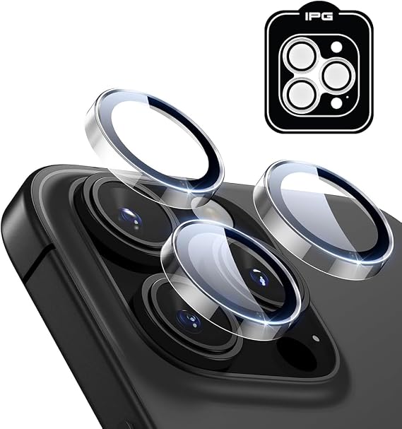 iPhone Uyumlu IPG ProLENS Şeffaf Kamera Lens Koruyucu – HD Netlik, Çizilmez Alumina Silikat Temperli Cam, Şeffaf Halkalı Bireysel Lens Kapağı (iPhone 16 Pro/Pro Max)
