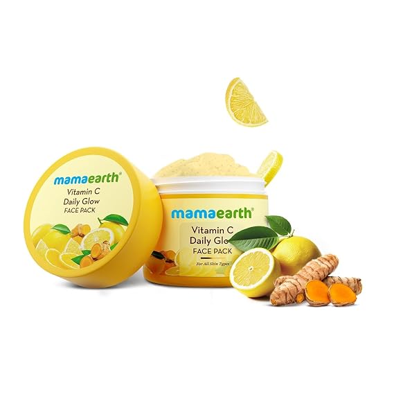 Mamaearth Vitamin C & Kaolin Clay Facial Mask | Enhances Skin Tone & Helps Reduce Spots | Firms, Soothes & Gives Glowing Skin | Face Pack for Skin Illumination | 3.53 Oz/100 g