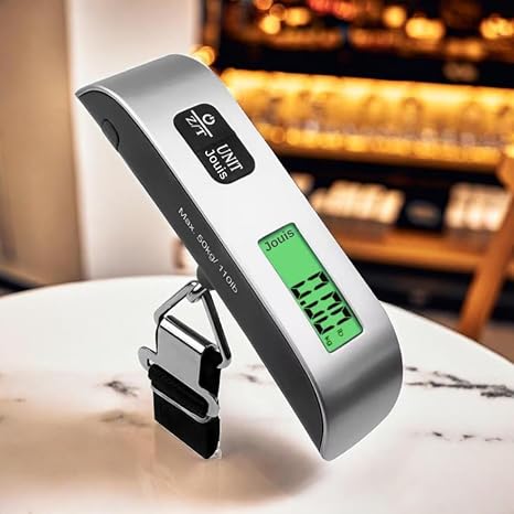 Jouis Luggage Weighing Luggage Weighing Digital - Scale LCD Display for Precision and Portable Hostess, Pilot, Airplane, Victim Weight Measurement and 4 Weight Units - 50 kg Capacity, Portable Design