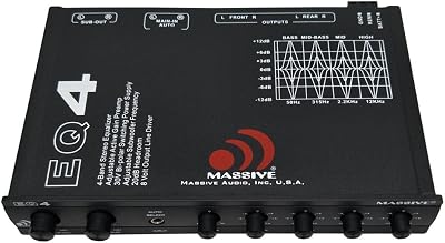 Massive Audio EQ4 | 4-Band Car Audio Equalizer - in-Dash Equalizer with Subwoofer Control, 8V Line Driver & Adjustable Fader for Premium Sound Tuning