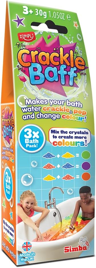 Zimpli Kids 6043 Crackle Baff Colours, 3 Bath Pack, Make Water Crackle and Change Colour, Children's Sensory & Bath Toy