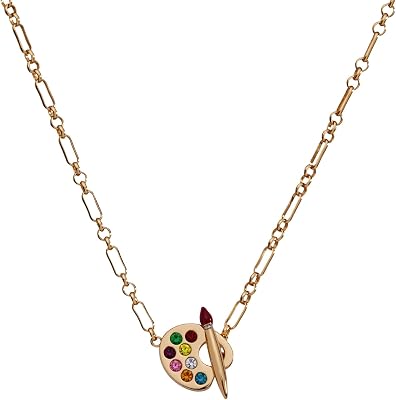 Alex and Ani Artist Palette & Paint Brush Toggle Necklace - Artsy Gold-Tone Charm Necklace Perfect for Expressing Creativity, Ideal for Women