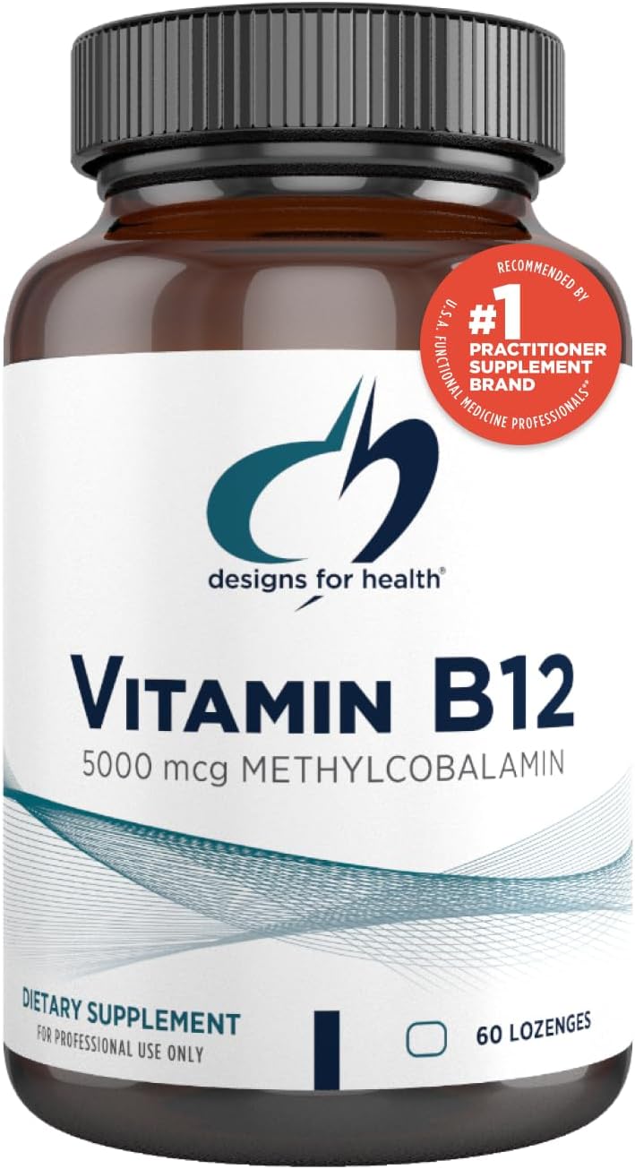 Designs for Health Vitamin B12 Lozenges - B12 Vitamins 5000 mcg Methylcobalamin - Vitamin B12 Supplements - Vegan  Non GMO, Natural Berry Flavor 60 Quick Dissolve Lozenges